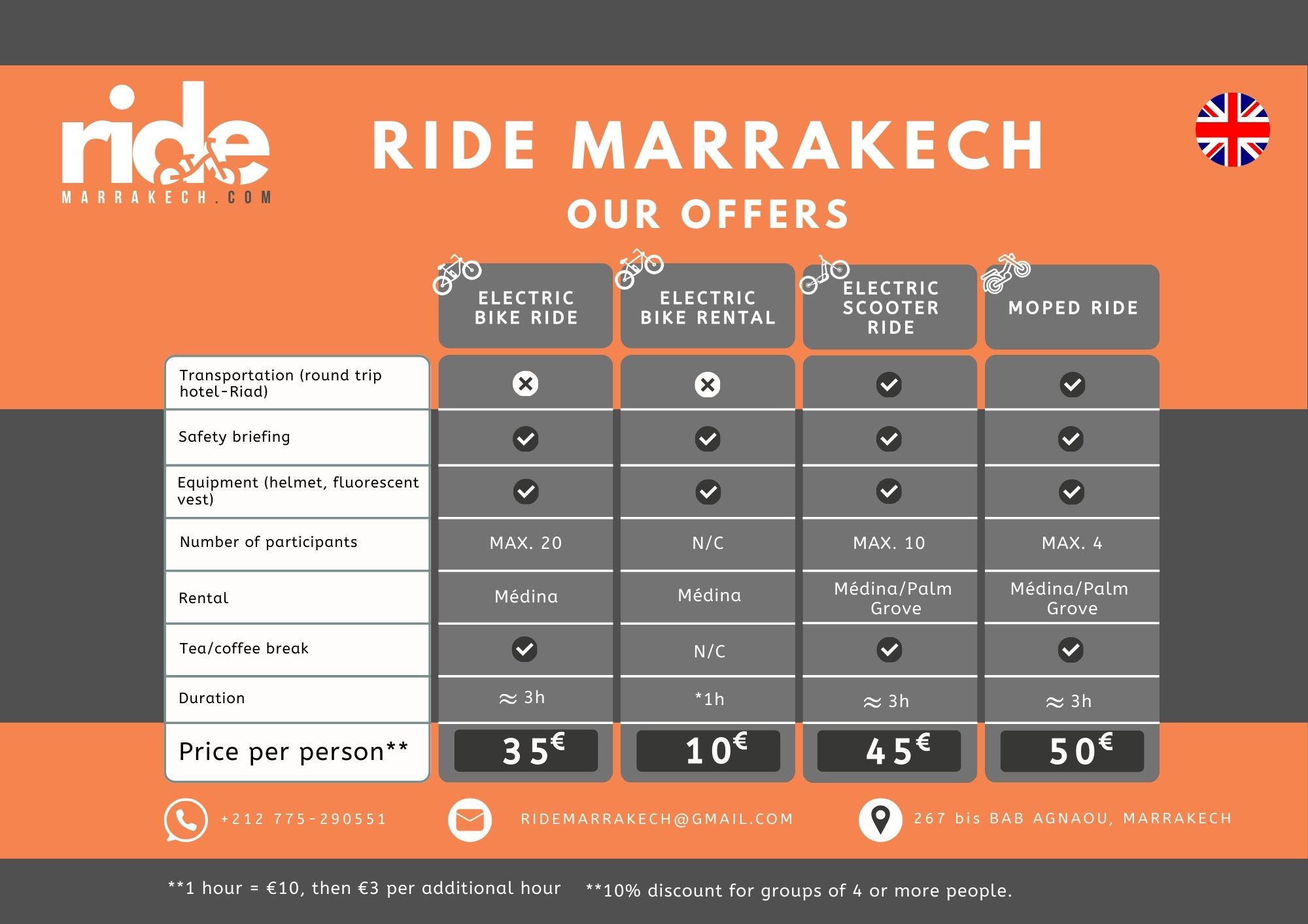Price list Ride Marrakech - English